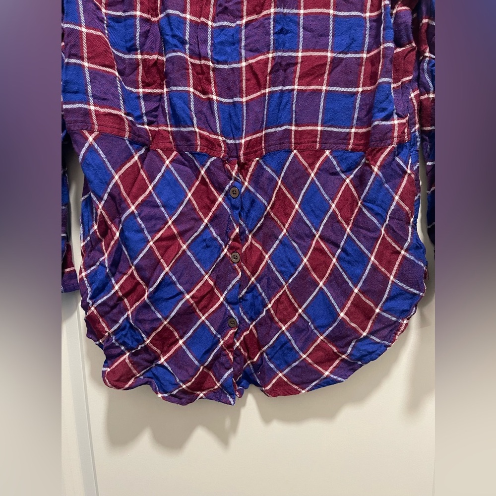 Lucky Brand Plaid Button-Down Shirt - Burgundy and Blue - Picture 6 of 6